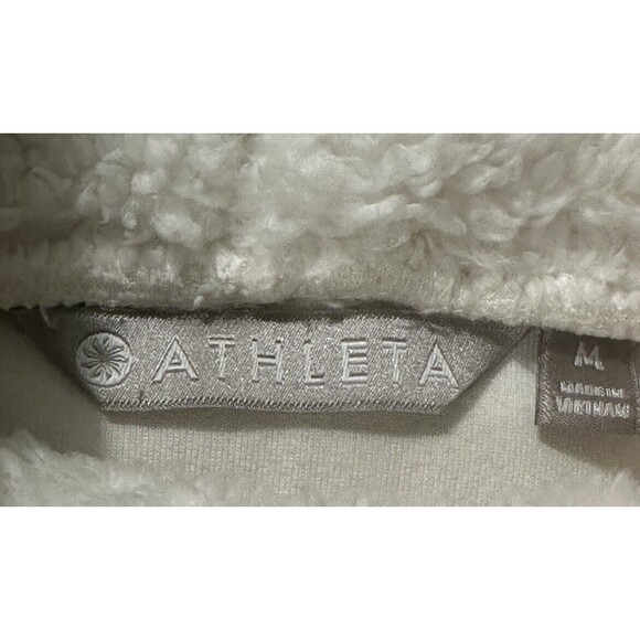 ATHLETA Nirvana Sherpa Funnel Sweatshirt, Ivory Dove #383846 Size Medium EUC - Picture 3 of 4